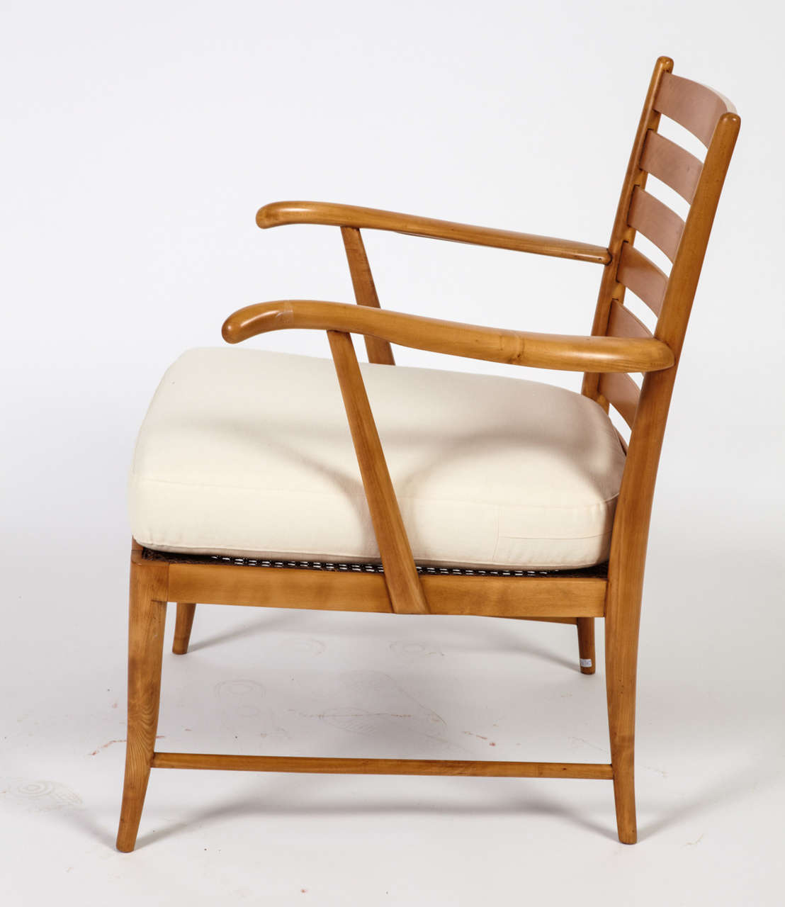 Paolo Buffa Cherry Wood and Woven Cane Italian Armchair, 1941 In Excellent Condition In Rome, IT